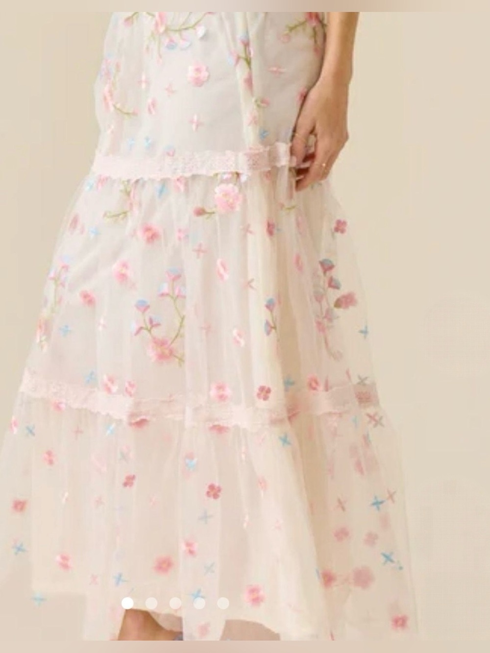 Altar'd State Ambrose White Floral Embroidered Maxi Skirt - Picture 3 of 11